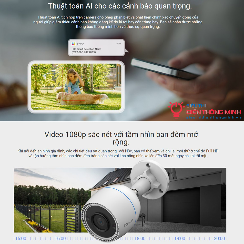 Camera EZVIZ H3c (Wifi Thân 2MP) - 3