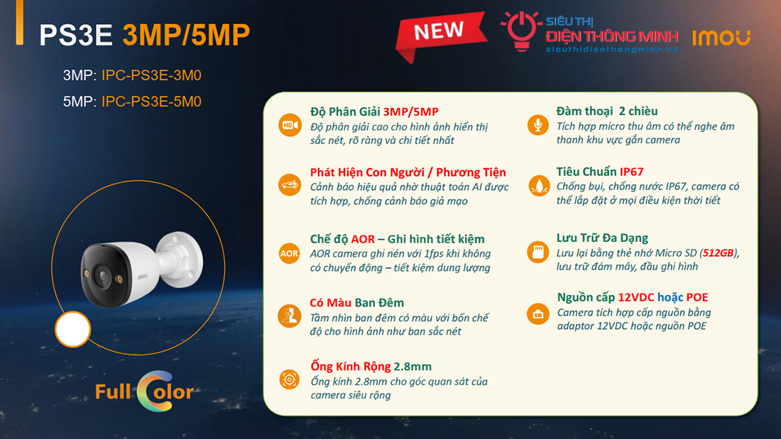 Camera IMOU IPC-PS3EP-5M0 (Thân 5MP, PoE, Loa Mic, góc rộng) - 5