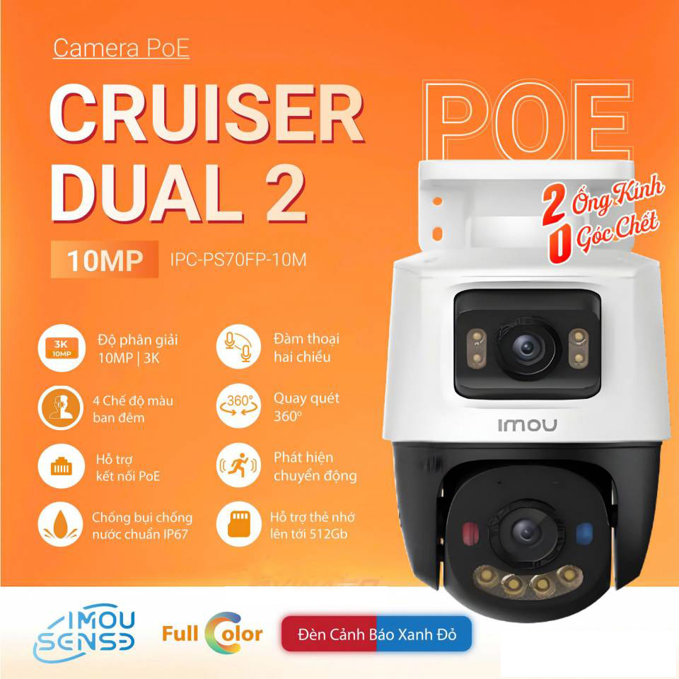 Camera IMOU IPC-PS70FP-10M0 (Quay quét 2 mắt x 5MP, PoE, Loa Mic) - 2