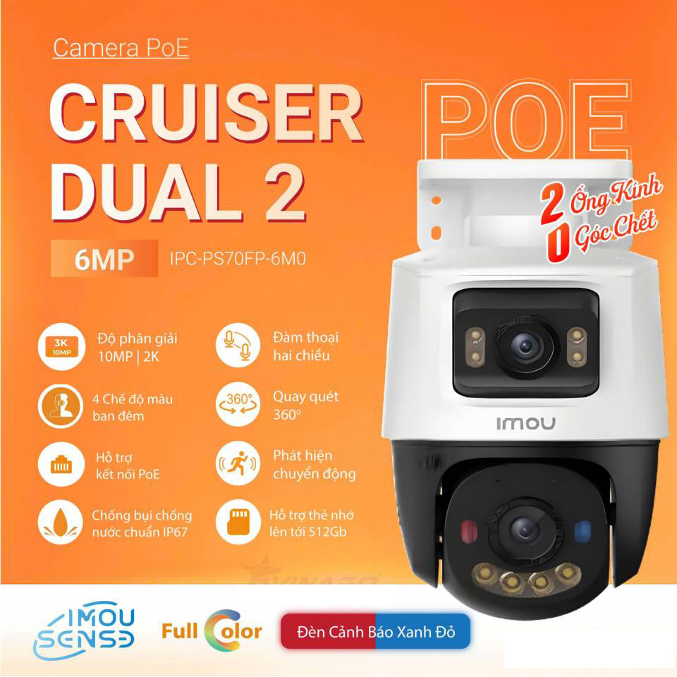 Camera IMOU IPC-PS70FP-6M0 (Quay quét 2 mắt x 3MP, PoE, Loa Mic) - 2
