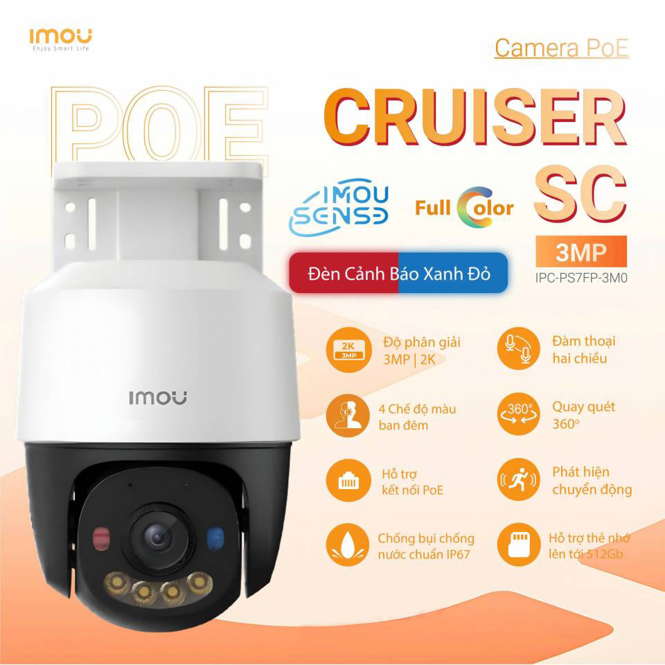 Camera IMOU IPC-PS7FP-3M0 (Quay quét 3MP, PoE, Loa Mic) - 2