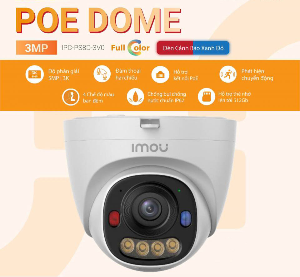 Camera IMOU IPC-PS8DP-3V0 (Dome 3MP, PoE, liền Mic, góc rộng) - 3