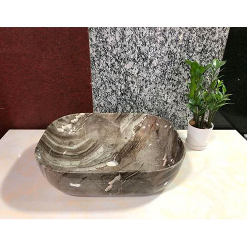 Chậu đá mỹ nghệ tự nhiên tròn màu đen BST23 (D42) - Image 4