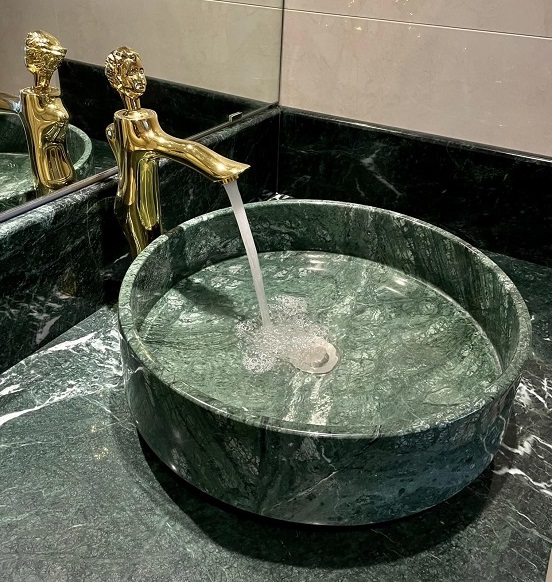 Chậu đá mỹ nghệ tự nhiên tròn màu xám ta chớp BST08 (D42-D35-D28) - Image 5