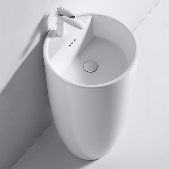 Chậu đá nhân tạo nghệ thuật chân đứng màu trắng Miken NSF-5290 (52x32x90cm - Chọn bóng hoặc mờ) - Image 6