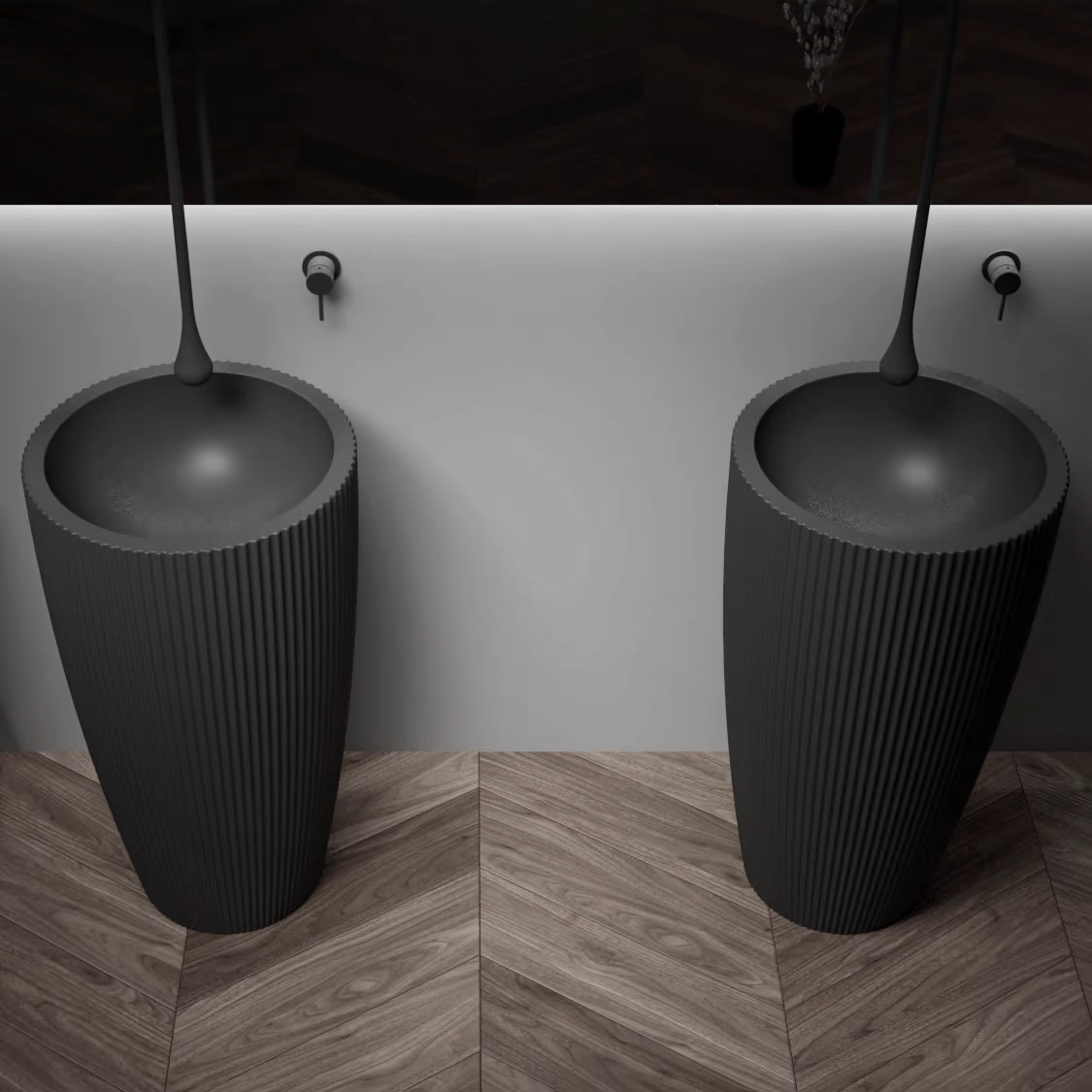 Chậu đá nhân tạo nghệ thuật có bàn màu trắng Miken NSS-9045 (90x45x15cm - Chọn bóng hoặc mờ) - Image 4