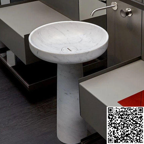 Chậu đá nhân tạo nghệ thuật có bàn màu trắng Miken NSS-9050 (90x50x15cm - Chọn bóng hoặc mờ) - Image 6
