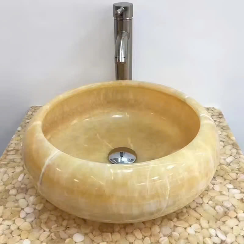 Chậu Lavabo đá tự nhiên xuyên sáng onyx màu vàng các kiểu dáng Miken MKC- 00019