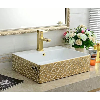 Chậu lavabo sứ nghệ thuật Gia Mỹ 805 (46x46x16cm) - Image 5