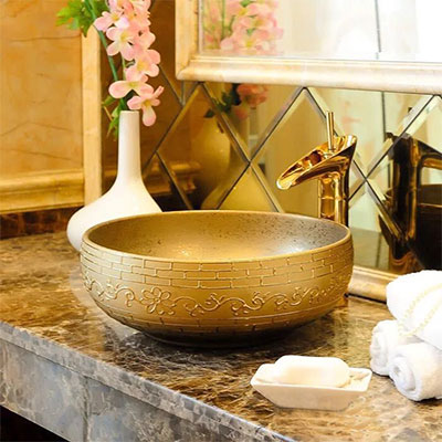 Chậu lavabo sứ nghệ thuật Gia Mỹ 815 (46x46x16cm) - Image 5