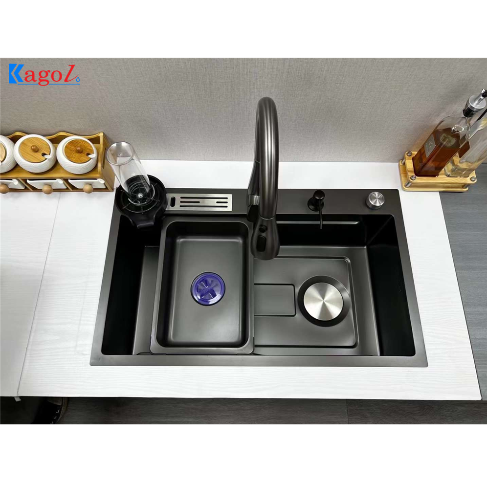 Chậu rửa bát 1 hố cài dao Kagol KND7545T-CD (75x45x22cm)