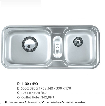 Chậu rửa bát 1 hố ECOFA SQJP-850 (850x510x220 mm) - Image 4