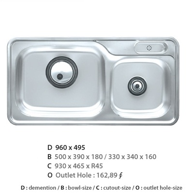 Chậu rửa bát 1 hố Hàn Quốc CICO DJUS 840 (840x515x200 mm) - Image 4