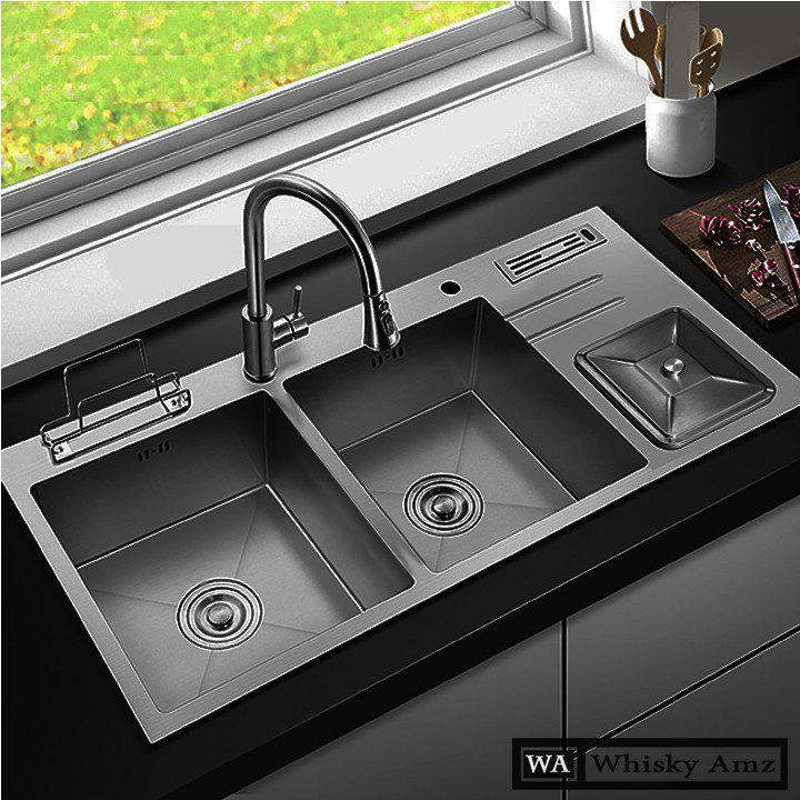 Chậu rửa bát 1 hố Inox SUS 304 nano black màu đen FULLE FL7546B - Image 5