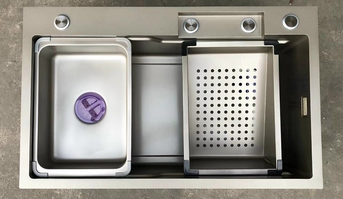 Chậu rửa bát 1 hố Inox SUS 304 nano màu ghi xám Miken MKRB-7848GR (780x480x210mm) - Image 3