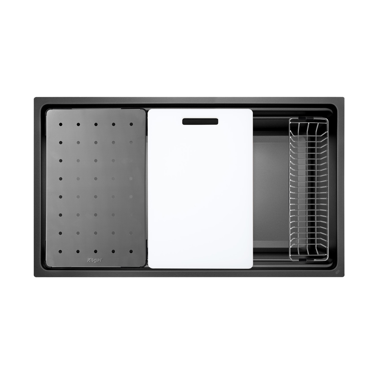 Chậu rửa bát 1 hố màu đen Kluger KG7644FB Plus (760x445x220mm)