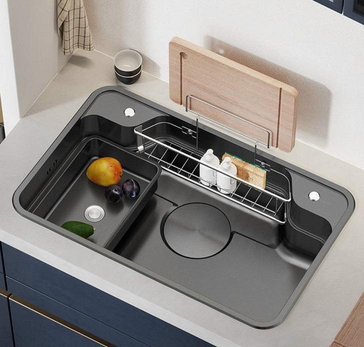 Chậu rửa bát 1 hố màu đen Miken Piraco MK-7848 (780x480x230 mm)