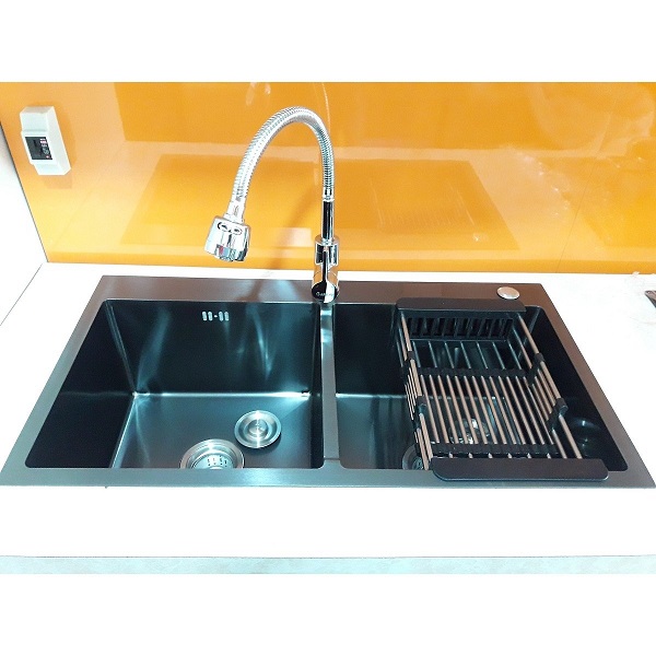Chậu rửa bát 1 hố màu đen Miken Piraco MK-7848 (780x480x230 mm) - Image 3