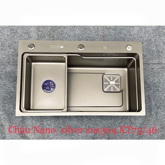 Chậu rửa bát 1 hố màu đen Nano Black Kagol 7846 (780x460mm) - Image 3