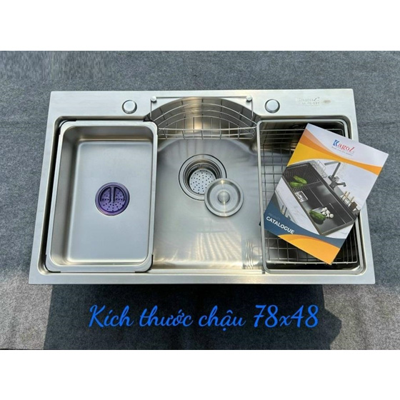 Chậu rửa bát 1 hố màu đen Nano Black Kagol 7846 (780x460mm) - Image 5