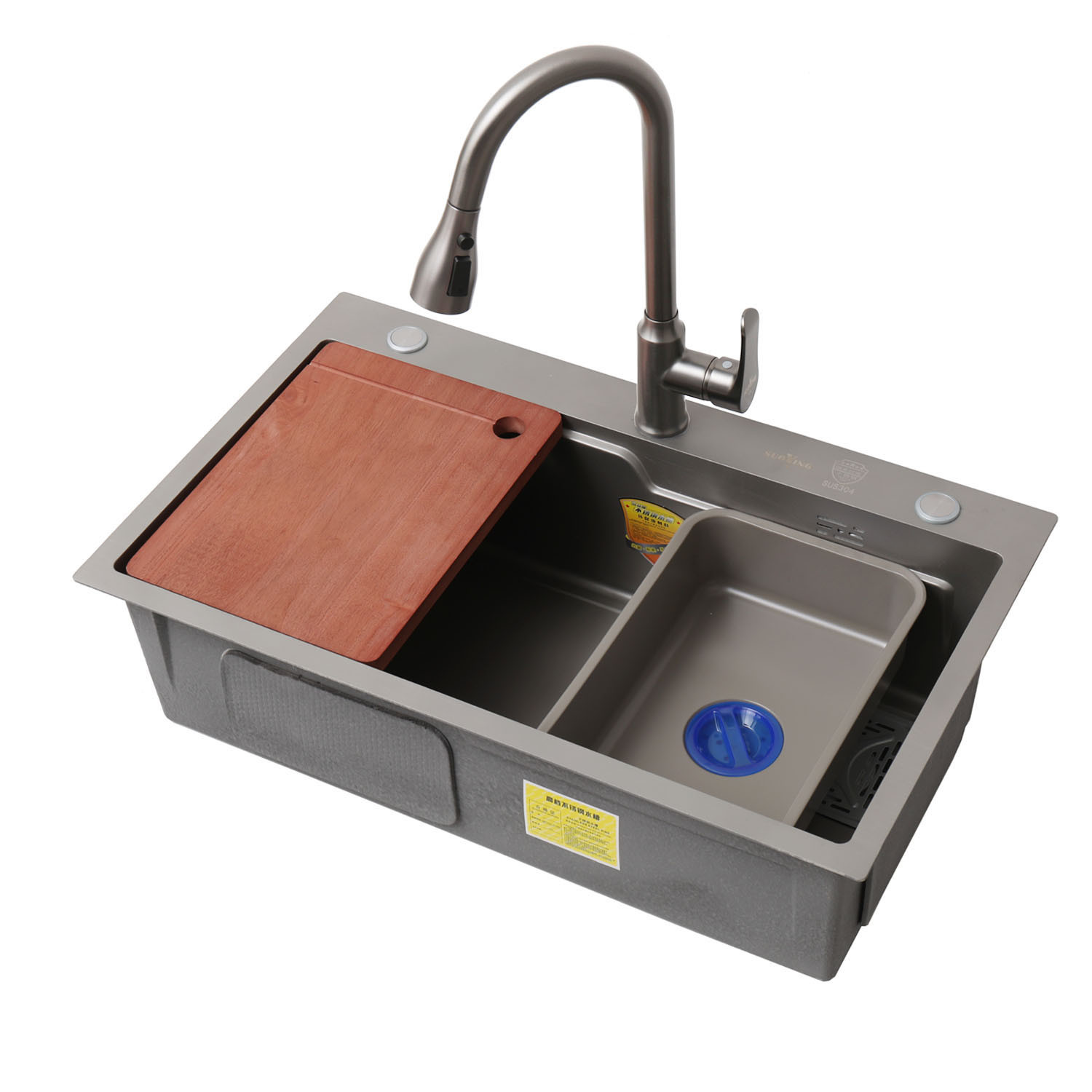 Chậu rửa bát 1 hố màu Nano màu Inox Homaya HM-7846W (78x46cm) - Image 3