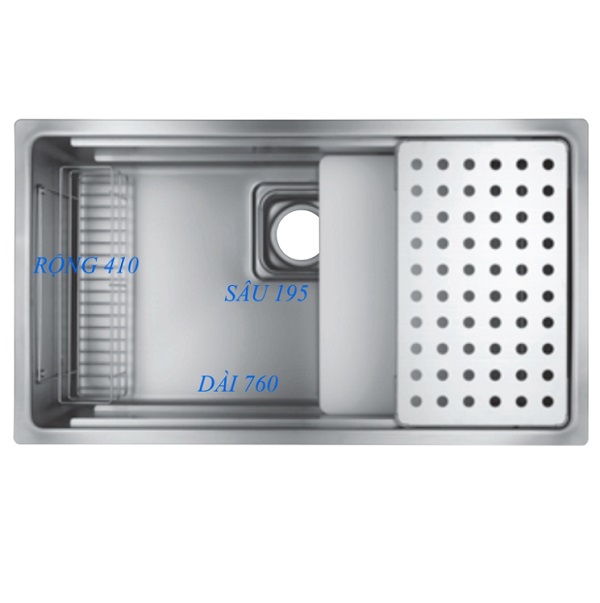 Chậu rửa bát 1 hố nội địa Nhật Bản Shigeru IB-K FS (774x500x181mm) - Image 5