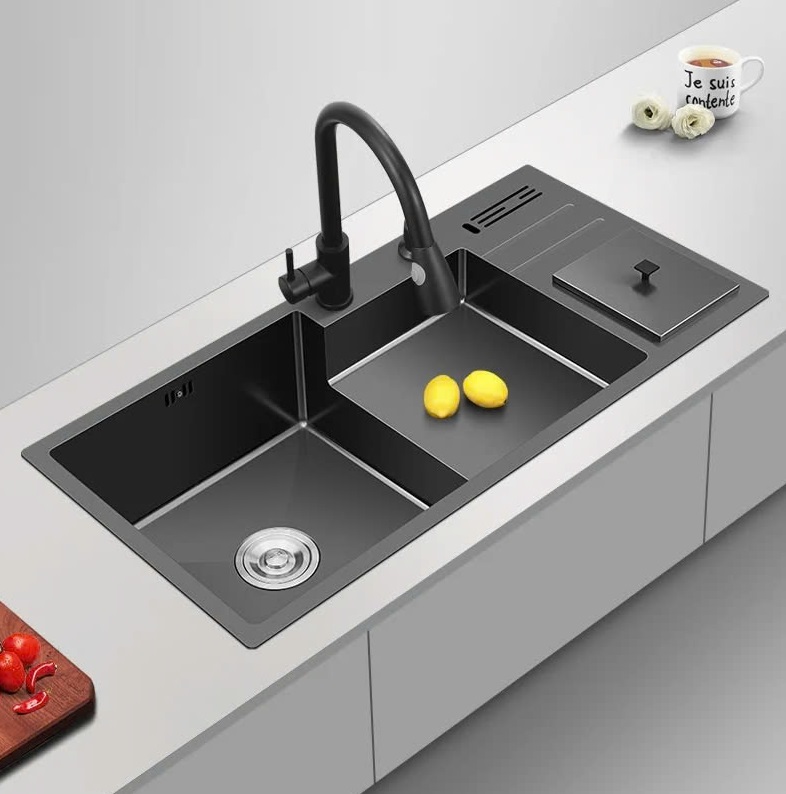 Chậu rửa bát 1 hố phủ nano màu đen Kagol KND7848N (78x48x24cm) - Image 5
