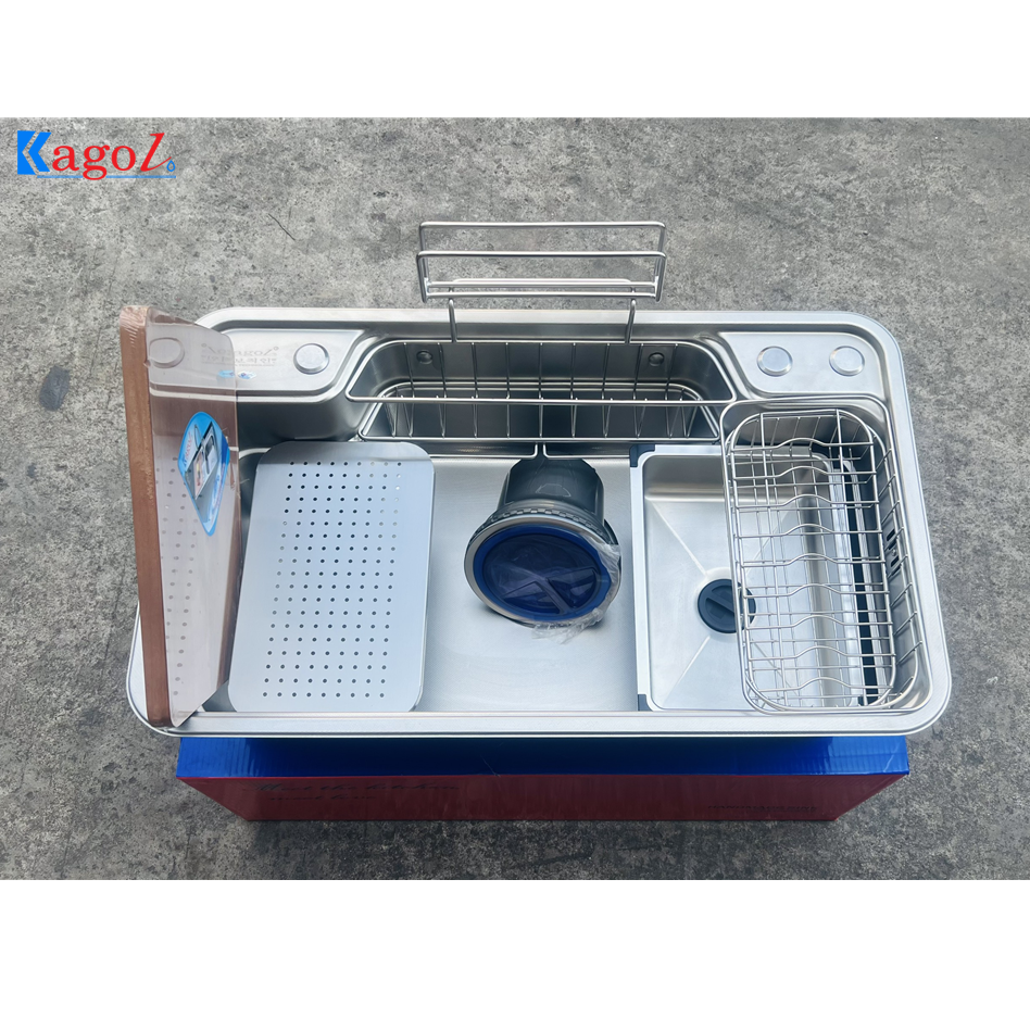 Chậu rửa bát 1 hố phủ nano màu trắng Kagol KNT7848 (78x48x24cm) - Image 3