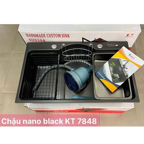 Chậu rửa bát 1 hố phủ nano màu trắng Kagol KNT7848 (78x48x24cm) - Image 4