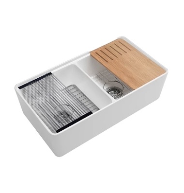 Chậu rửa bát 1 hố sứ FFC kháng khuẩn Basic BS-K008-24 (600x470x254mm) - Image 4