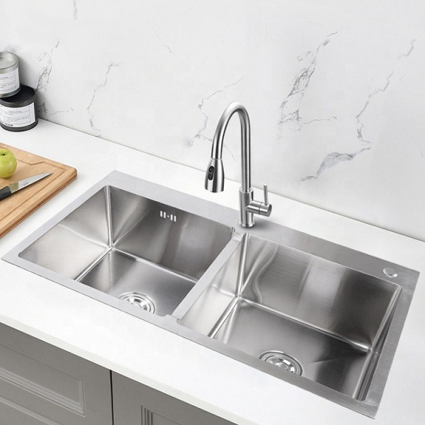 Chậu rửa bát 2 hố cân Handmade Inox 304 Miken MKRB-8245C (82x45x23cm)