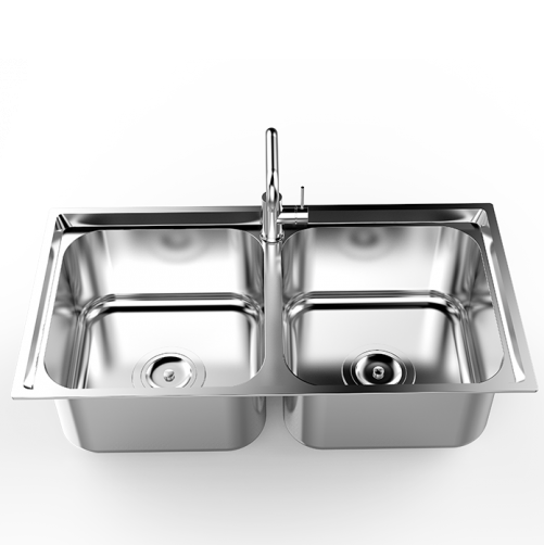 Chậu rửa bát 2 hố có bàn Sơn Hà HM.X.2C.100.2.3 (1000x450x230mm) - Image 4