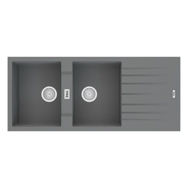 Chậu rửa bát 2 hố lệch có bàn bằng đá Granite Carysil Pona TOE1-D200 (110x60x20cm)
