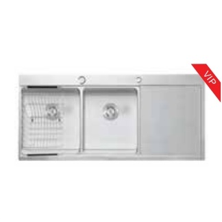 Chậu rửa bát 2 hố lệch có bàn Huge H-P200D (1000x480x230mm) - Image 3