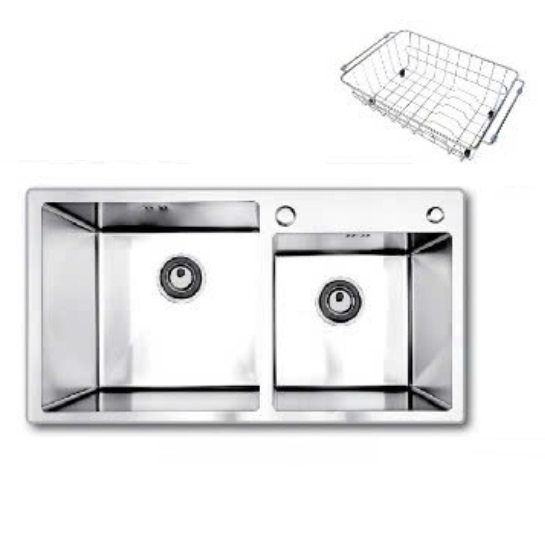 Chậu rửa bát 2 hố lệch Daeshin SQS-8245-T - Image 4