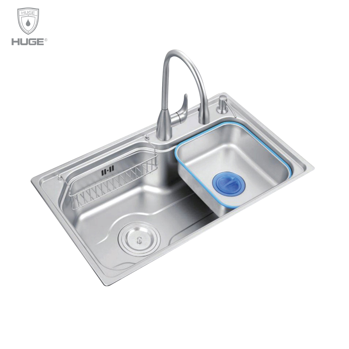 Chậu rửa bát 2 hố lệch Huge H-P200A1 (820x480x230mm) - Image 3