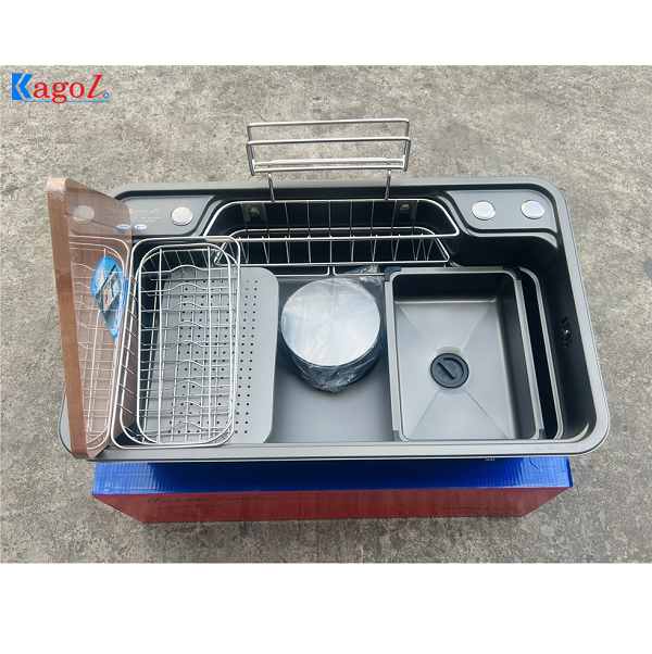 Chậu rửa bát 2 hố lệch Inox SUS304 Kagol 7843L-2 (78x43cm) - Image 4