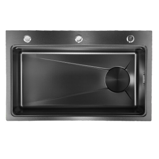 Chậu rửa bát 2 hố Nano màu đen GRUNDER GR-8147ND (810x470x220mm) - Image 3