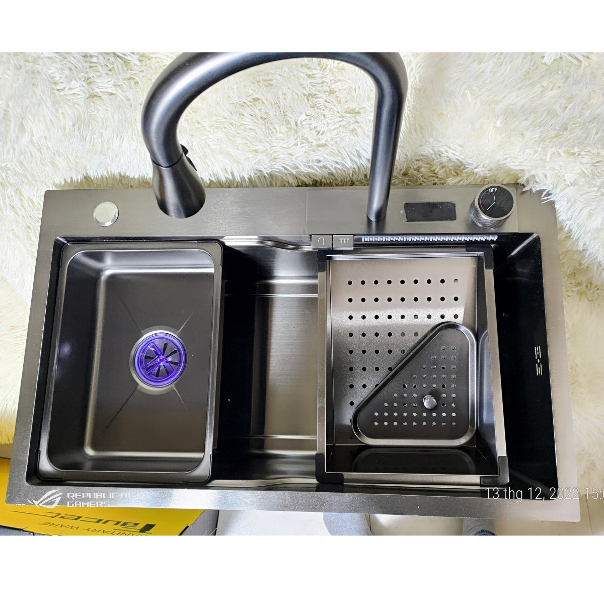 Chậu rửa bát âm bàn 2 hố cân Inox SUS304 Henry HR-628 (820 x 450) - Image 4