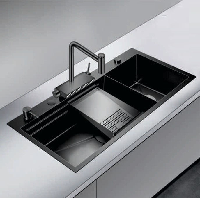 Chậu rửa bát đá 1 hố màu đen Geler GL-GR 8048B (800x480x205mm) - Image 4