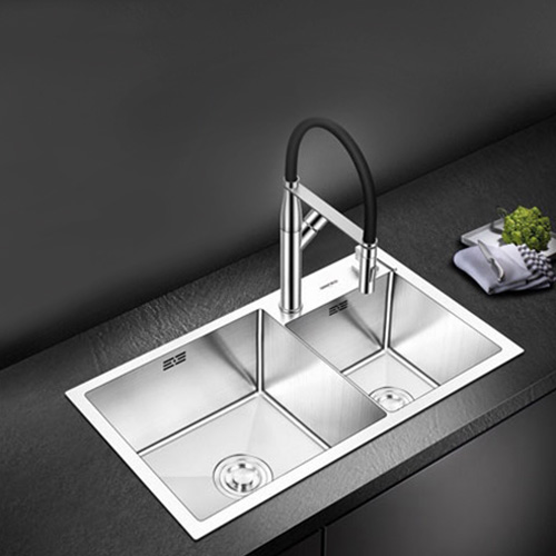Chậu rửa bát đá 2 hố lệch màu be Geler GL-GR 8647C (860x470x205mm) - Image 5