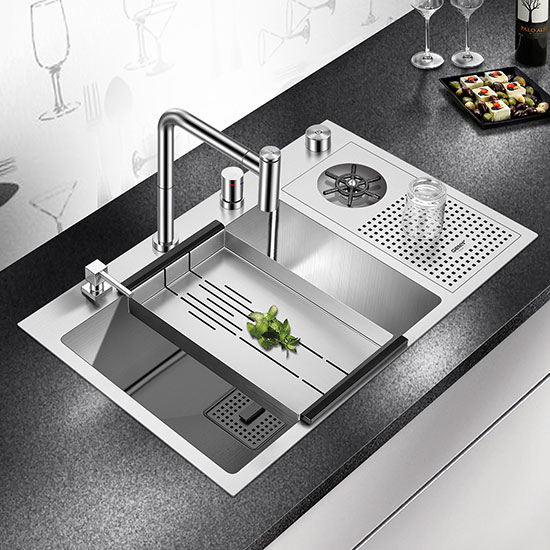 Chậu rửa bát đá 2 hố màu be Geler GL-GR 8148C (815x485x205mm) - Image 3