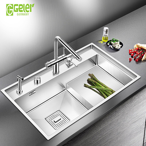 Chậu rửa bát đá 2 hố màu đen Geler GL-GR 9248B (920x490x205mm) - Image 4