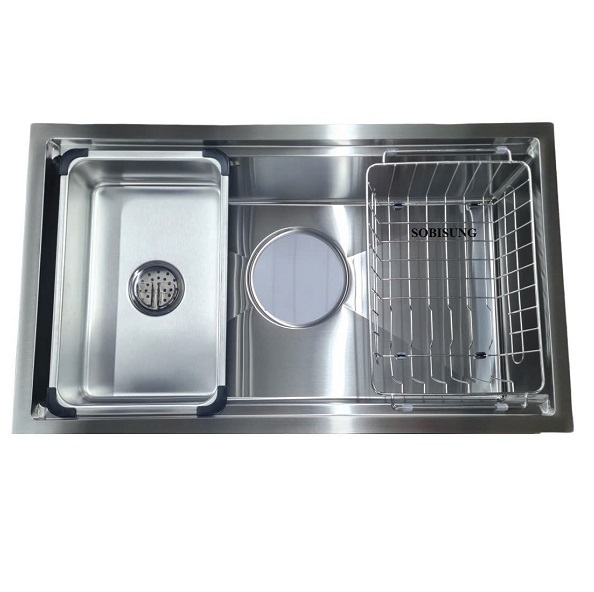 Chậu rửa bát đúc 1 hố Hàn Quốc Sobisung SB-7046 (700x460x225mm) - Image 5