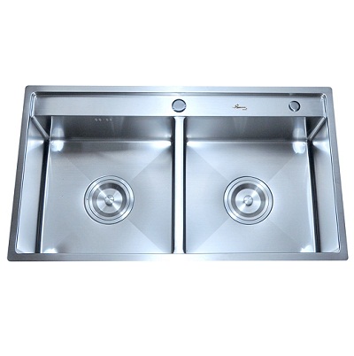Chậu rửa bát đúc 2 hố lệch Cielo 1102 (82x45x23cm) - Image 5
