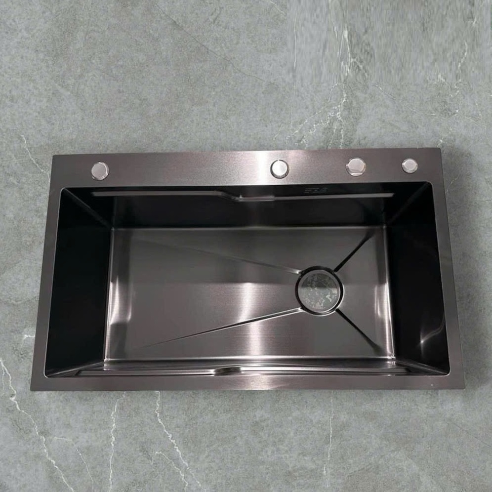 Chậu rửa bát giá rẻ đúc liền khối 2 hố cân phủ nano Korea HM-8245CN - Image 4