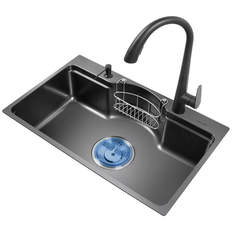 Chậu rửa bát giá rẻ đúc liền khối 2 hố lệch phủ nano Korea HM-8245LNT - Image 4