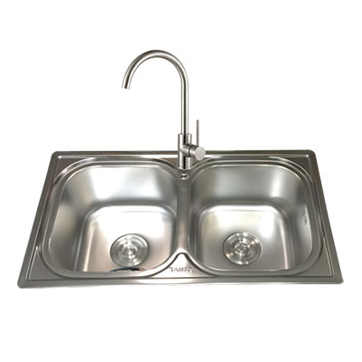 Chậu rửa bát Inox 2 hố lệch Lucky Tân Mỹ S7843R (780x430x230mm) - Image 4