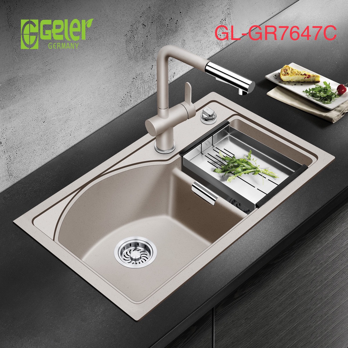 Chậu rửa bát kèm máy rửa cốc Geler GL-9045 - Image 4