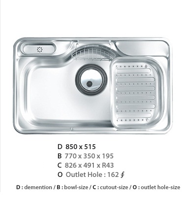 Chậu rửa bát nhập khẩu Hàn Quốc Cico ISD-8045 (800x450x220mm) - Image 4